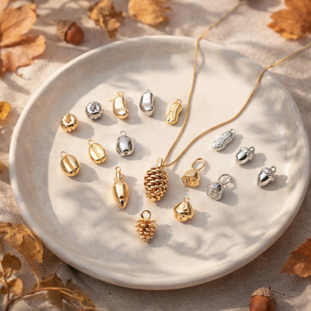 10pcs Gold/ Silver Nut Charms , 18K Gold/ Rhodium plated Brass, Jewelry Making, Diy Material, Jewelry Supplies (GB-4589)